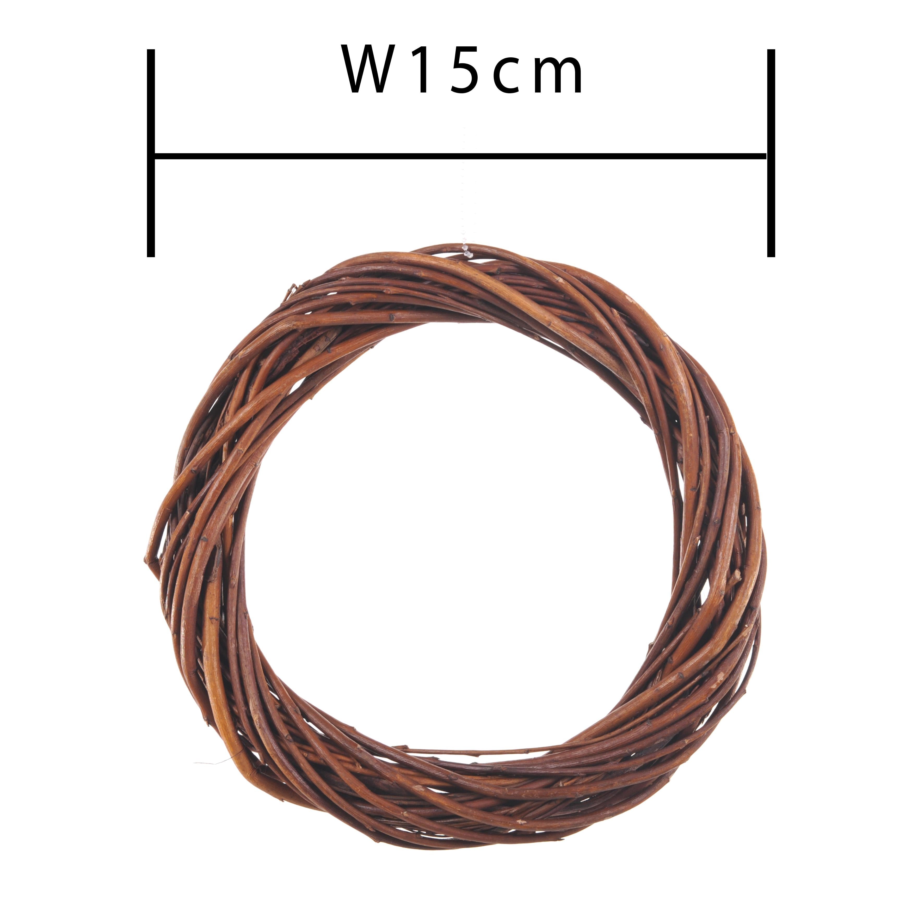 Set 12 Coroncine Naturale di Rattan Larghezza 15 cm