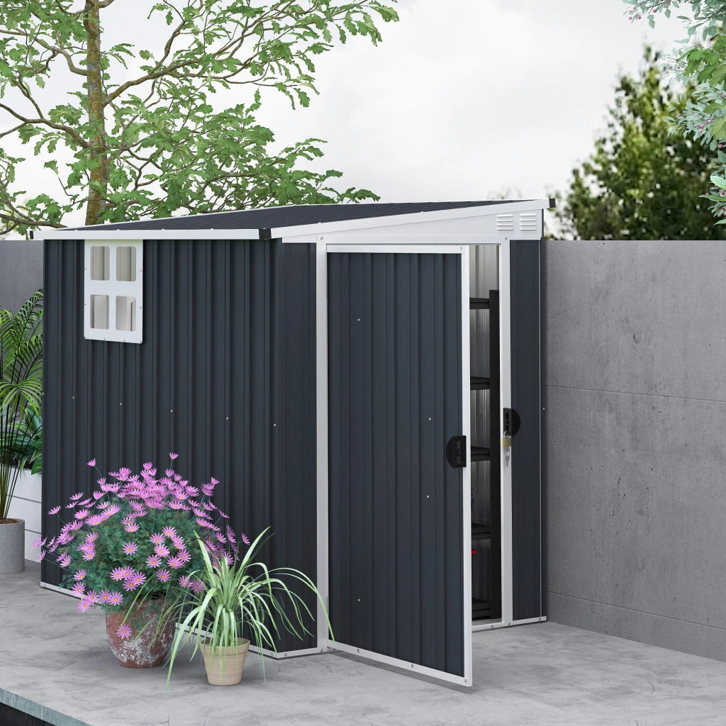 Casetta da Giardino in Acciaio ¨C Zephmum ¨C Grigio Scuro 120x190 cm