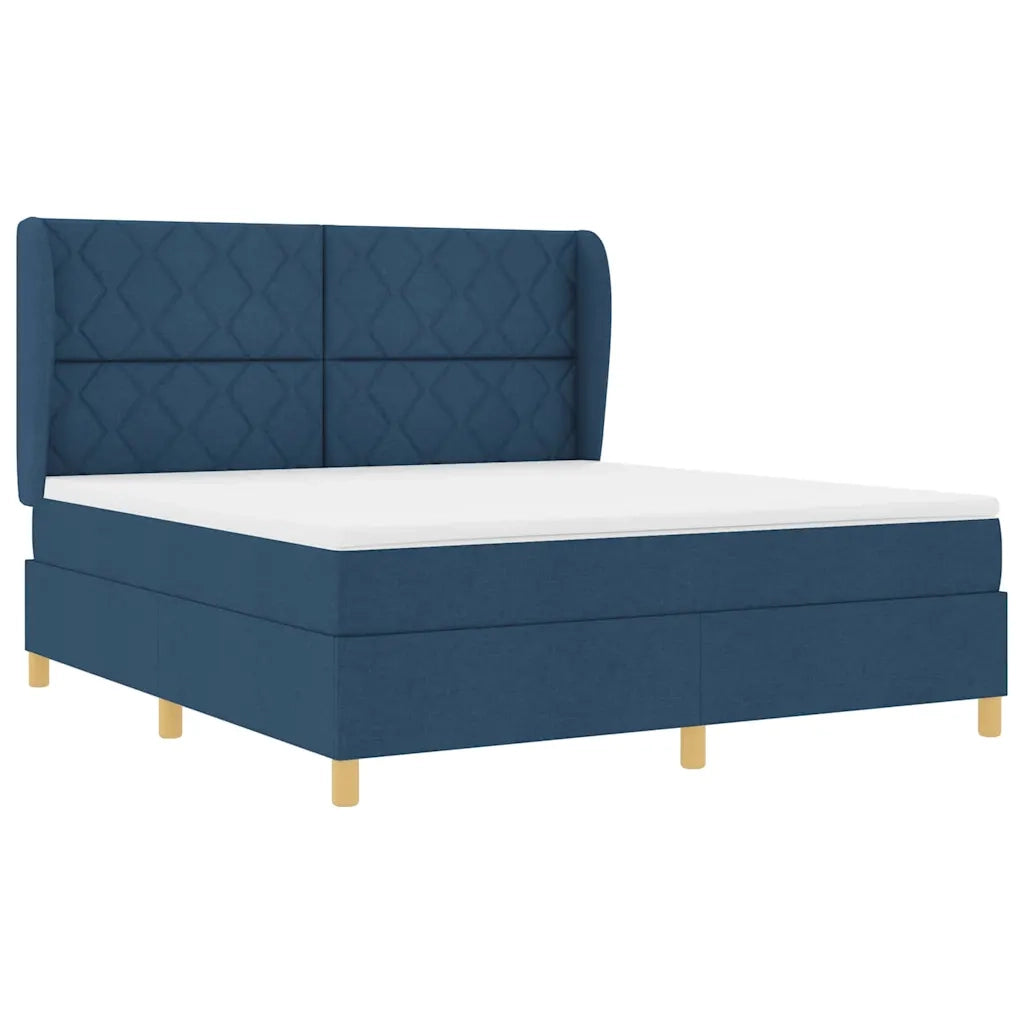 Letto a molle con cuscino con testiera Blu 200 x 180 cm Tessuto 3340836