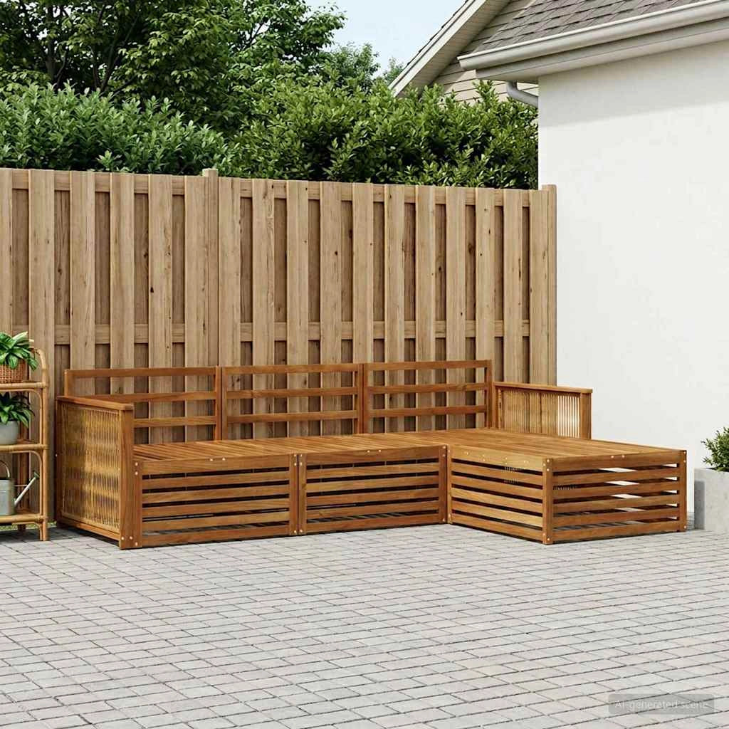 Set di divani da esterno 4 pz Naturale Legno di Acacia Massello 3383207
