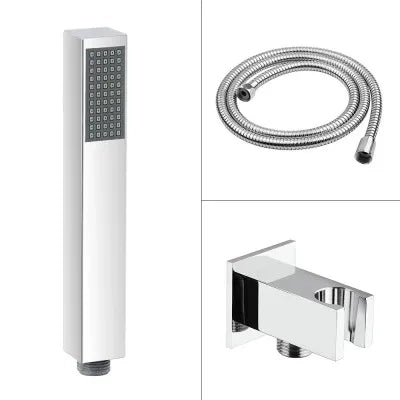 Set doccia cromato con braccio soffione rettangolare 25x15 e kit doccia