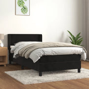 Giroletto a Molle con Materasso Nero 80x200 cm in Velluto 3130807