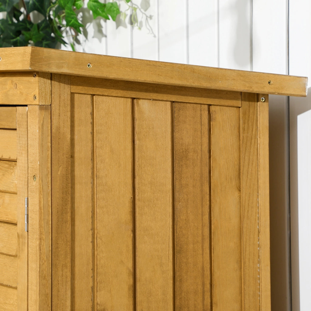 Armadio da giardino in legno con 3 ripiani e porte a lamelle, 87 x 46,5 x 160 cm