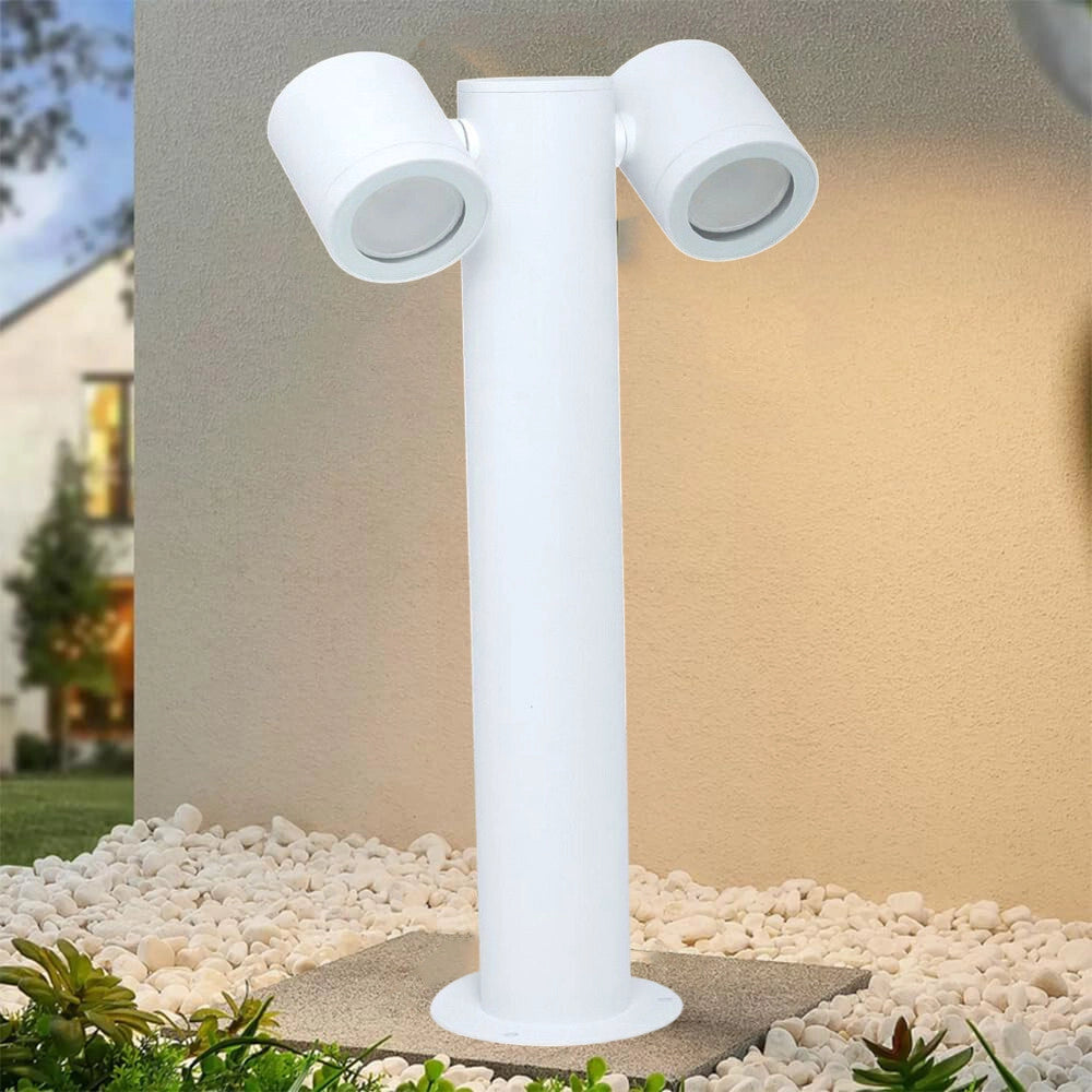 Trade Shop - Lampione Giardino Moderno Con Diffusori Orientabili Lampada Attaco Gu10 Ip44 539pb-b440 - Bianco