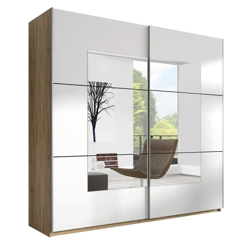 Armadio design 2 porte 200cm colore rovere chiaro e bianco. Collezione EOS