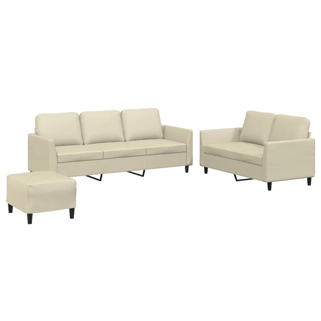 Set di Divani 3 pz con Cuscini crema in Similpelle 3201766