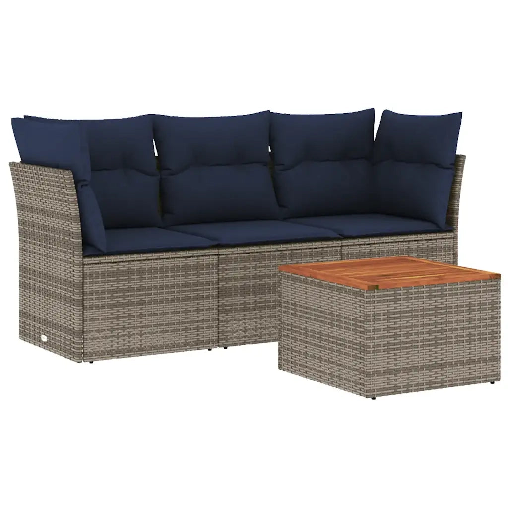 Set Divani da Giardino 4 pz con Cuscini Grigio in Polyrattan 3255802