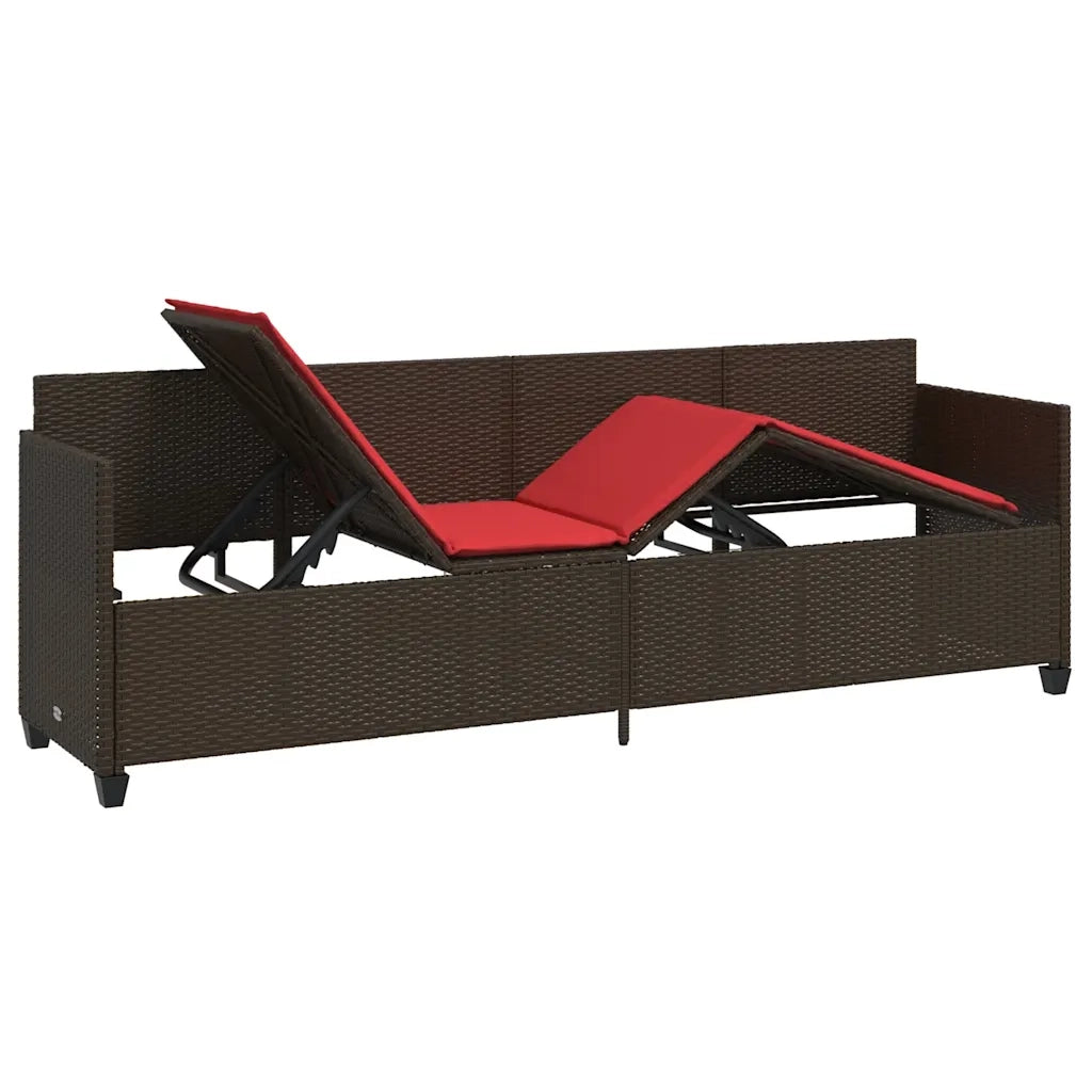 Lettino Prendisole con Cuscini Marrone in Polyrattan 368350