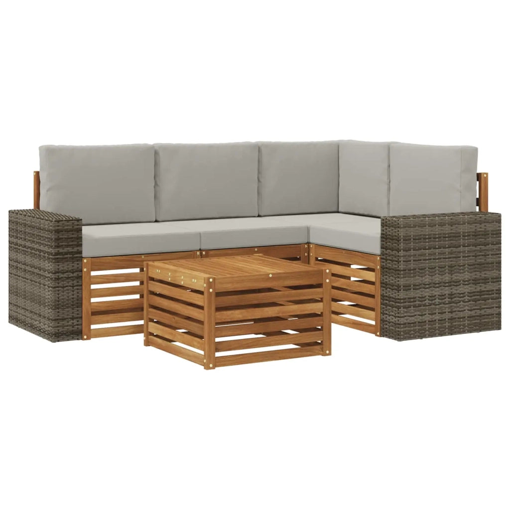 Set di divani da esterno 5 pcs Naturale e Grigio Chiaro 3384337