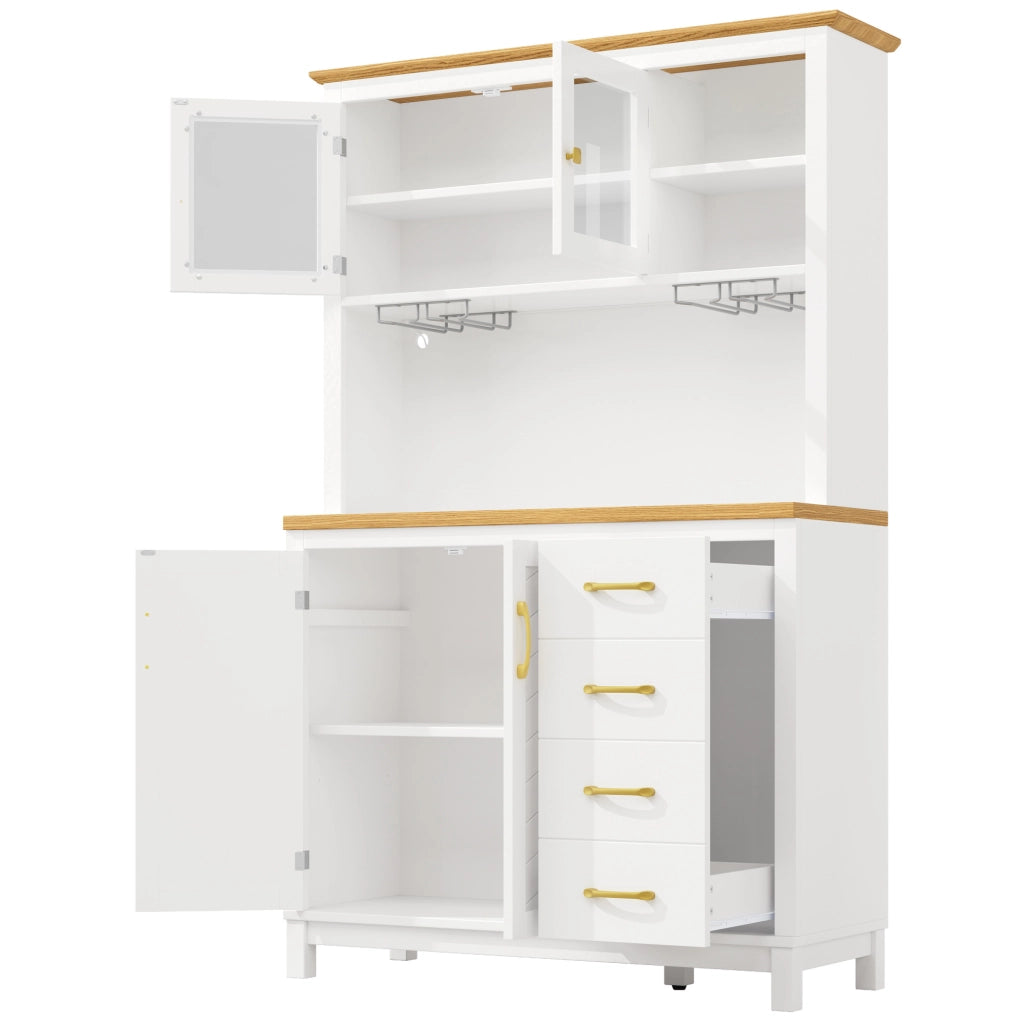 Credenza da cucina con LED, 105,5x40x180 cm, bianca