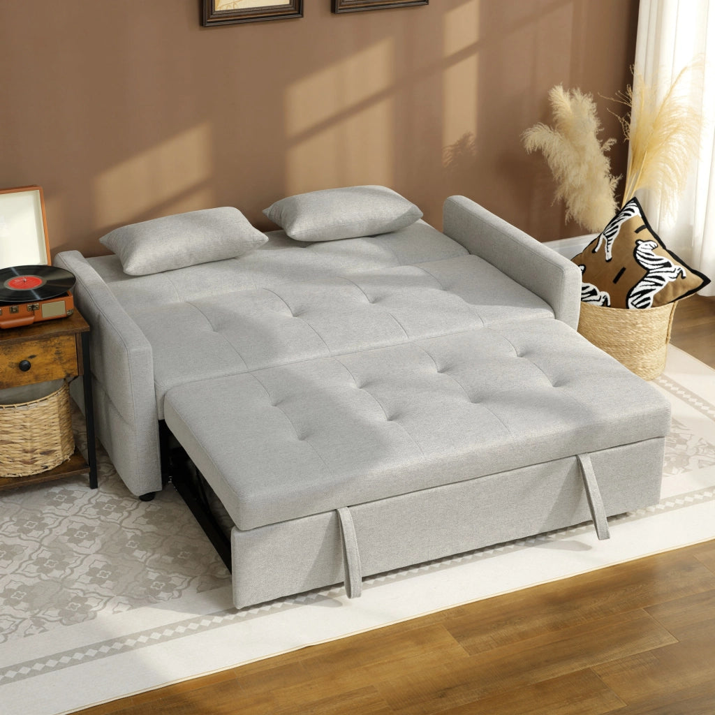 Divano letto 2 posti 3 in 1 ¨C zephmum ¨C 158x85x85 cm marrone chiaro