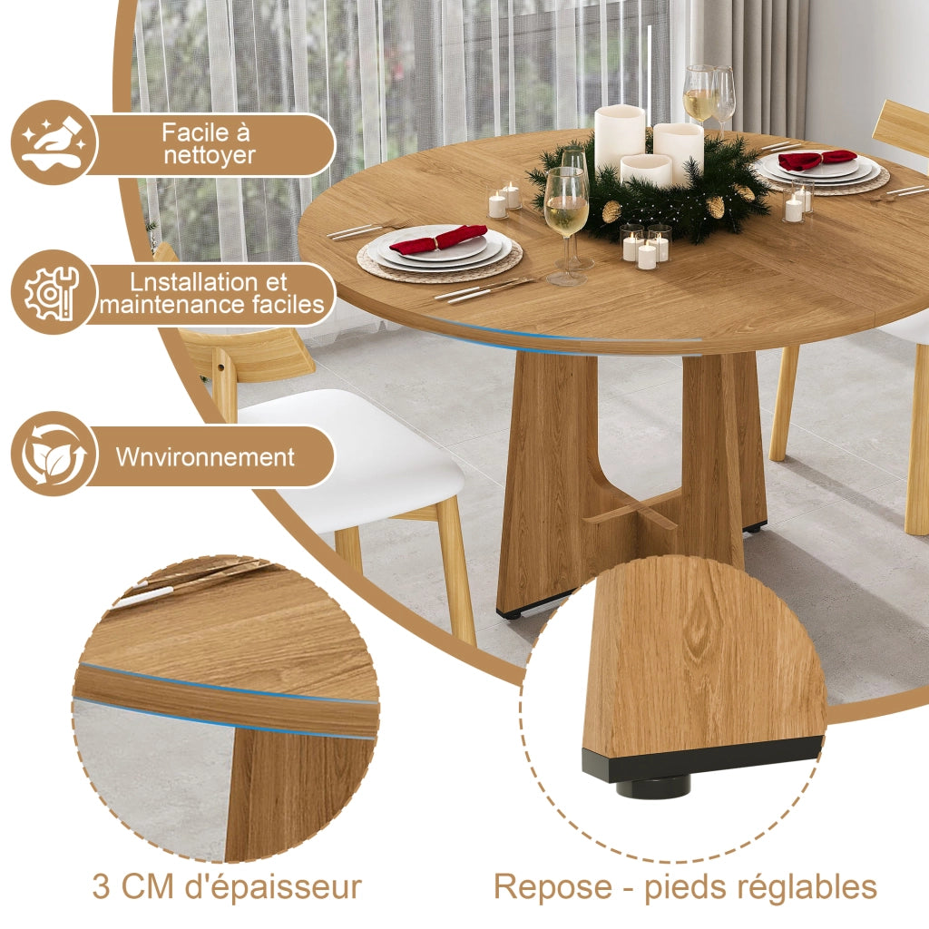 TAVOLO ROTONDO 120 cm Rovere in MDF per 4-6 persone