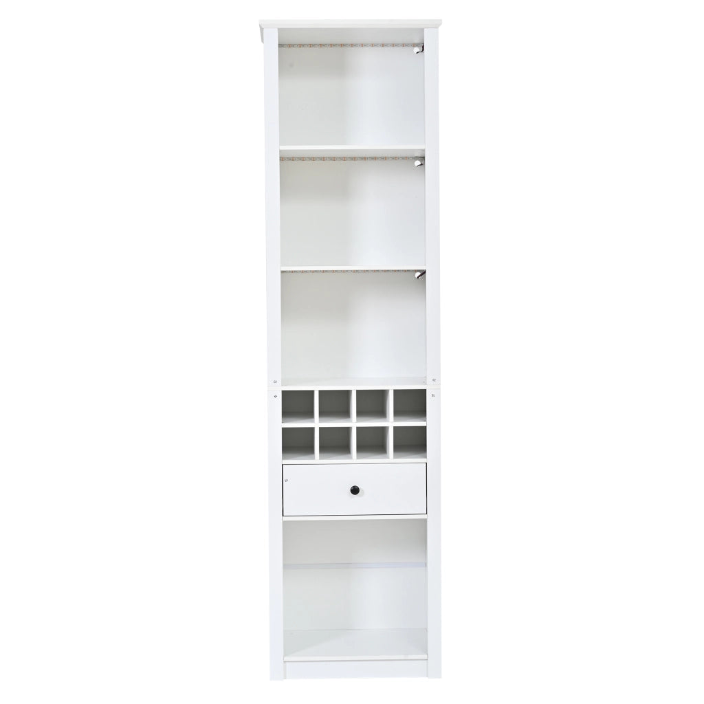 Credenza alta con 1 cassetto; 12 vani e LED - per soggiorno - in MDF - 55×40×200 cm