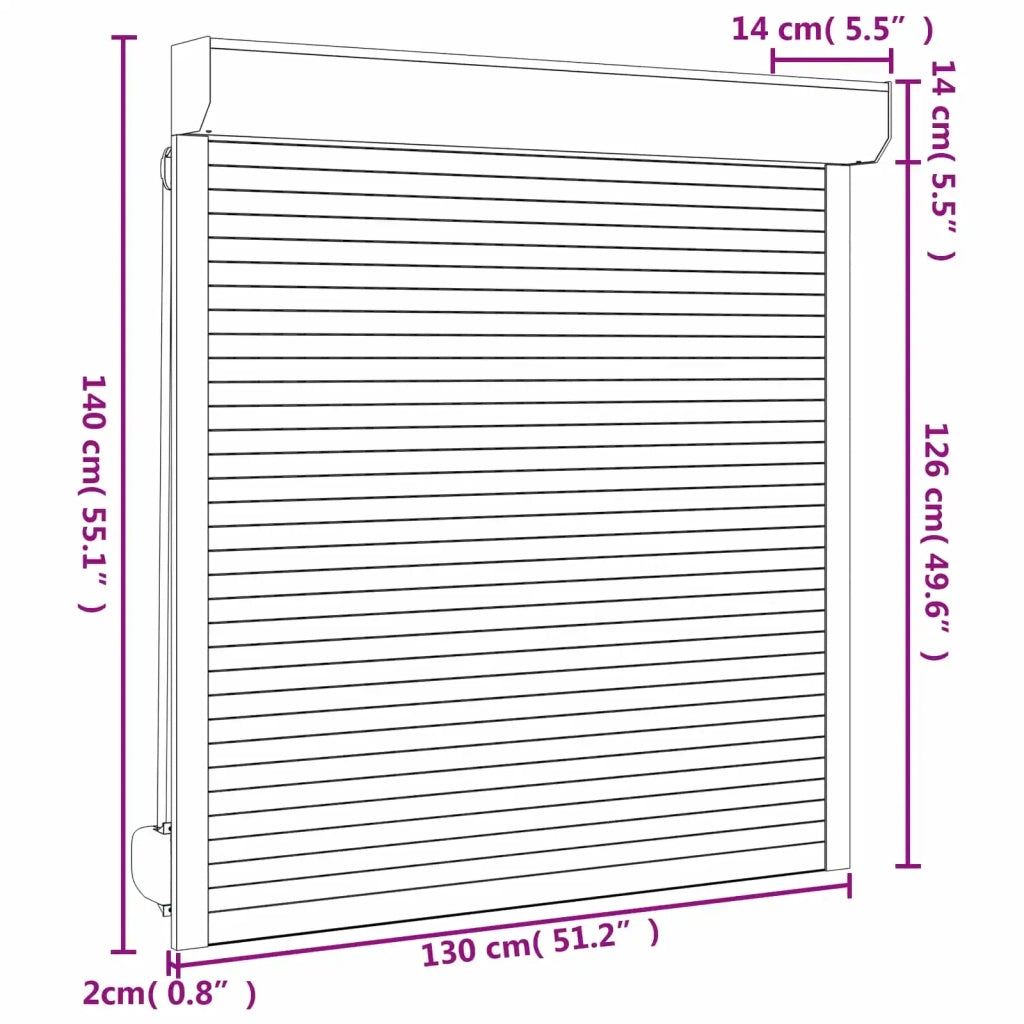 Persiana a rullo Antracite 130 x 140 cm Alluminio e poliuretano