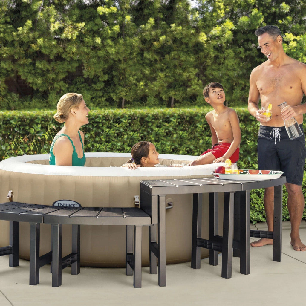 Intex 28515 Set di Panchine per PureSpa Rotonda 4 posti 2 pezzi medi e 2 pezzi alti marrone scuro