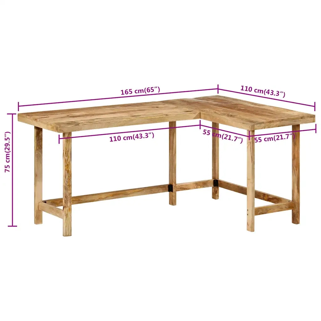 Scrivania 165x110x75 cm in Legno Massello di Mango 353334