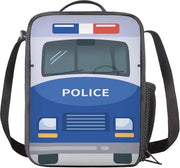 Lunchbox Amichevole con Auto della Polizia Cartone - Sostenibile e Riciclabile per la Scuola
