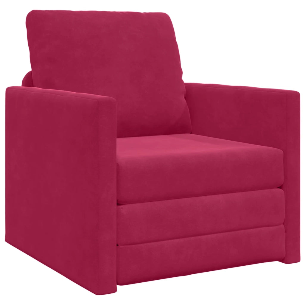 Divano letto Rosso Vino 74 x 77 x 81 cm Velluto 4106615