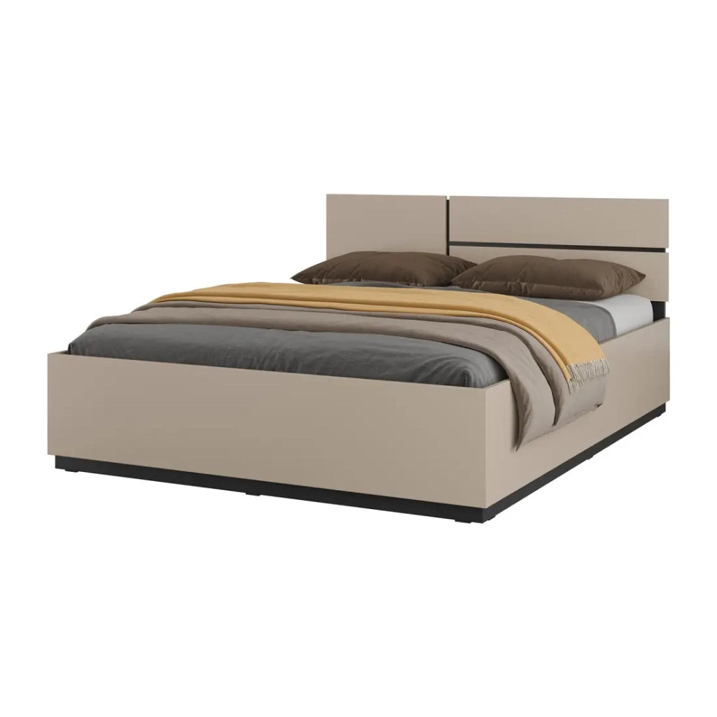 Letto HAVANA 160x200 beige e nero con doghe – Sobrietà contemporanea e comfort ottimale