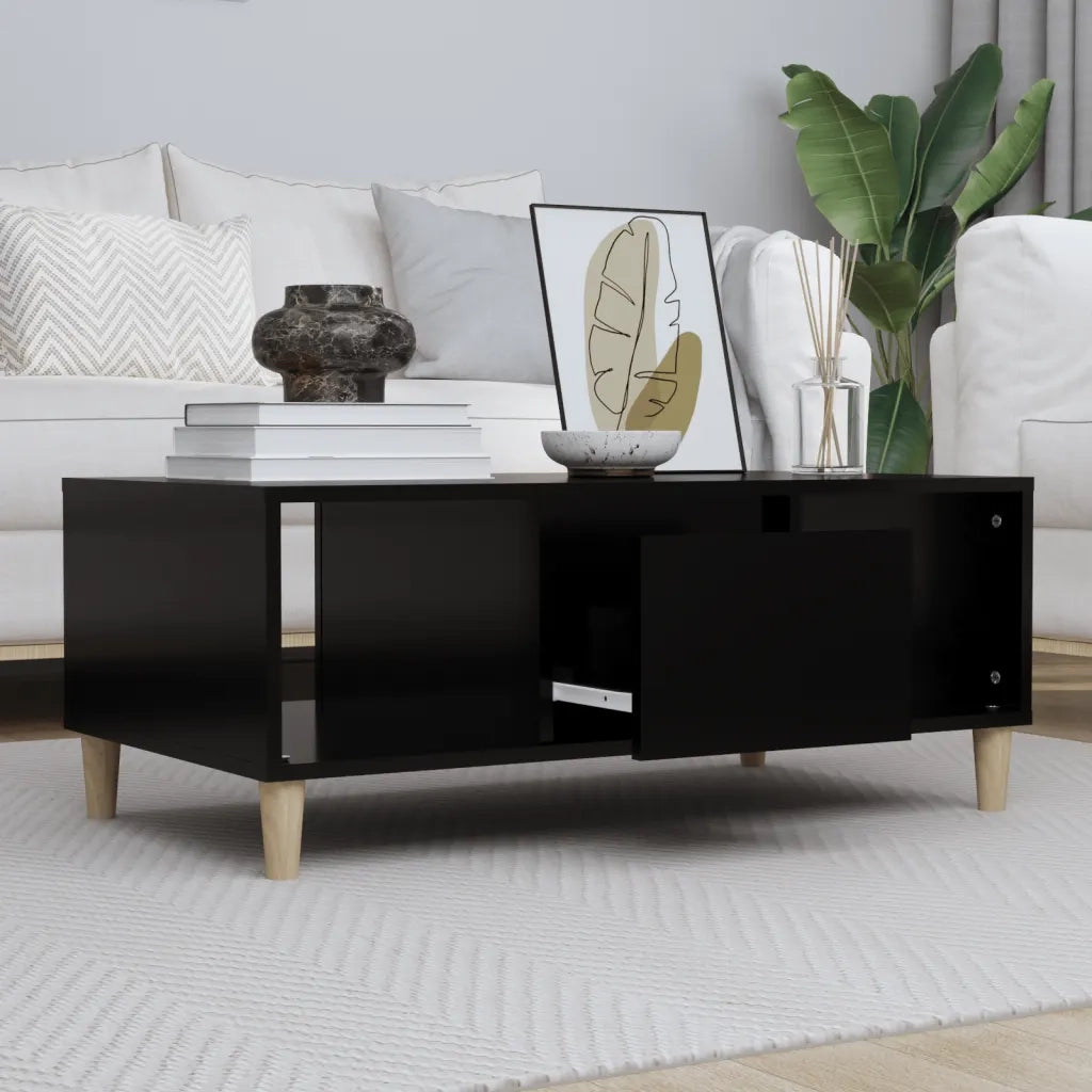Tavolino da Salotto Nero 90x50x36,5 cm in Legno Multistrato 821061