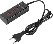 Cavo di alimentazione universale 4 porte USB con caricatore rapido 3A per dispositivi mobili - con protezione di cortocircuito - per uffici e famiglie - viaggi d'affari - Nero.
