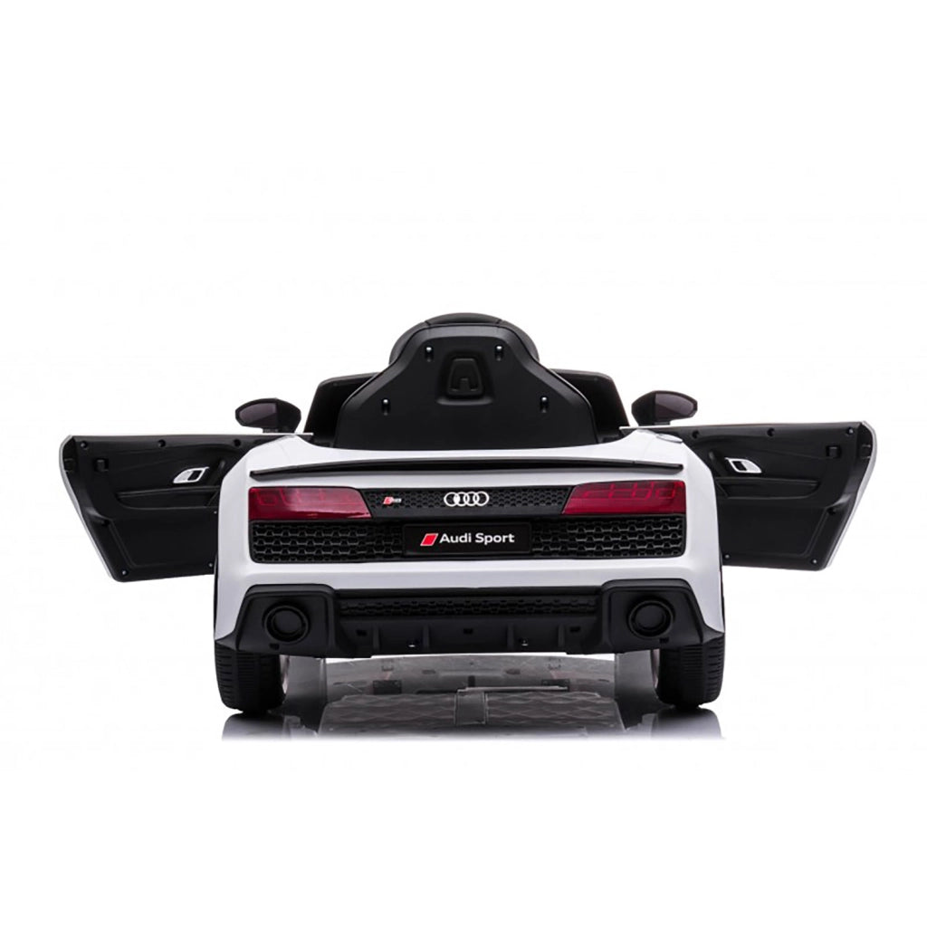 Macchina Elettrica per Bambini 12V Licenza Ufficiale Audi R8 New Spyder con Telecomando e Sedile in pelle Bianco