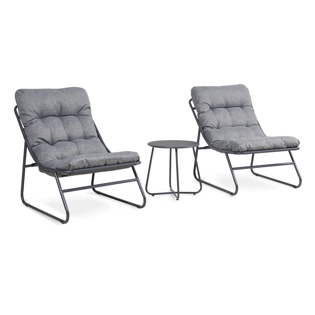 Set Salottino Malmö di 3 Mobili da Giardino con 2 Poltrone e Tavolino Rotondo - Grigio Scuro casa.pro