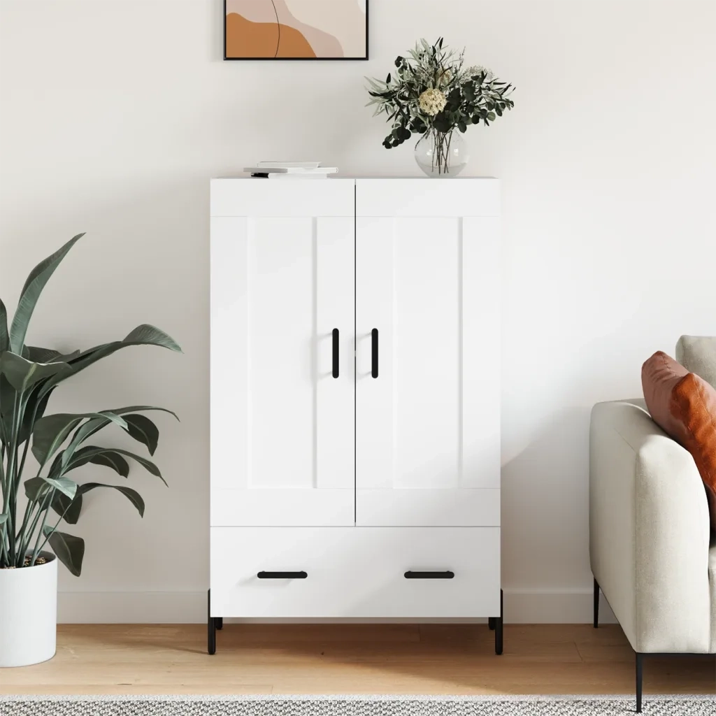 Credenza Bianca 69,5x31x115 cm in Legno Multistrato 830332