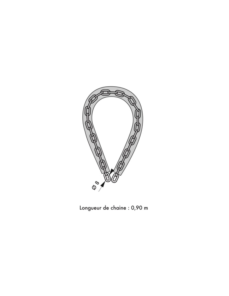 Catena in acciaio zincato Loops, bicicletta, barriere, Ø 8mm, 0.9m, guaina PVC, in blister - THIRARD