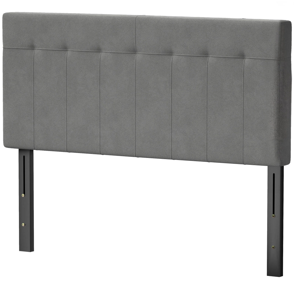 Testiera Letto Imbottita Regolabile in Altezza ¨C Minimal ¨C Grigio 140x10x106/116/126 cm