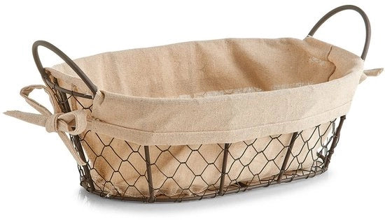 Contenitore per pane e frutta a maniglie - Filo/linen - Marrone/beige - 30 x 21 x 11 cm - Adatto per pane/frutta - Varie versioni - Contenitore per frutta