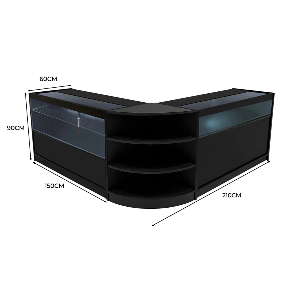 Set Banconi LED Nero Harmonia B1500 C1500 LM60 Vetrina Negozio con Serratura