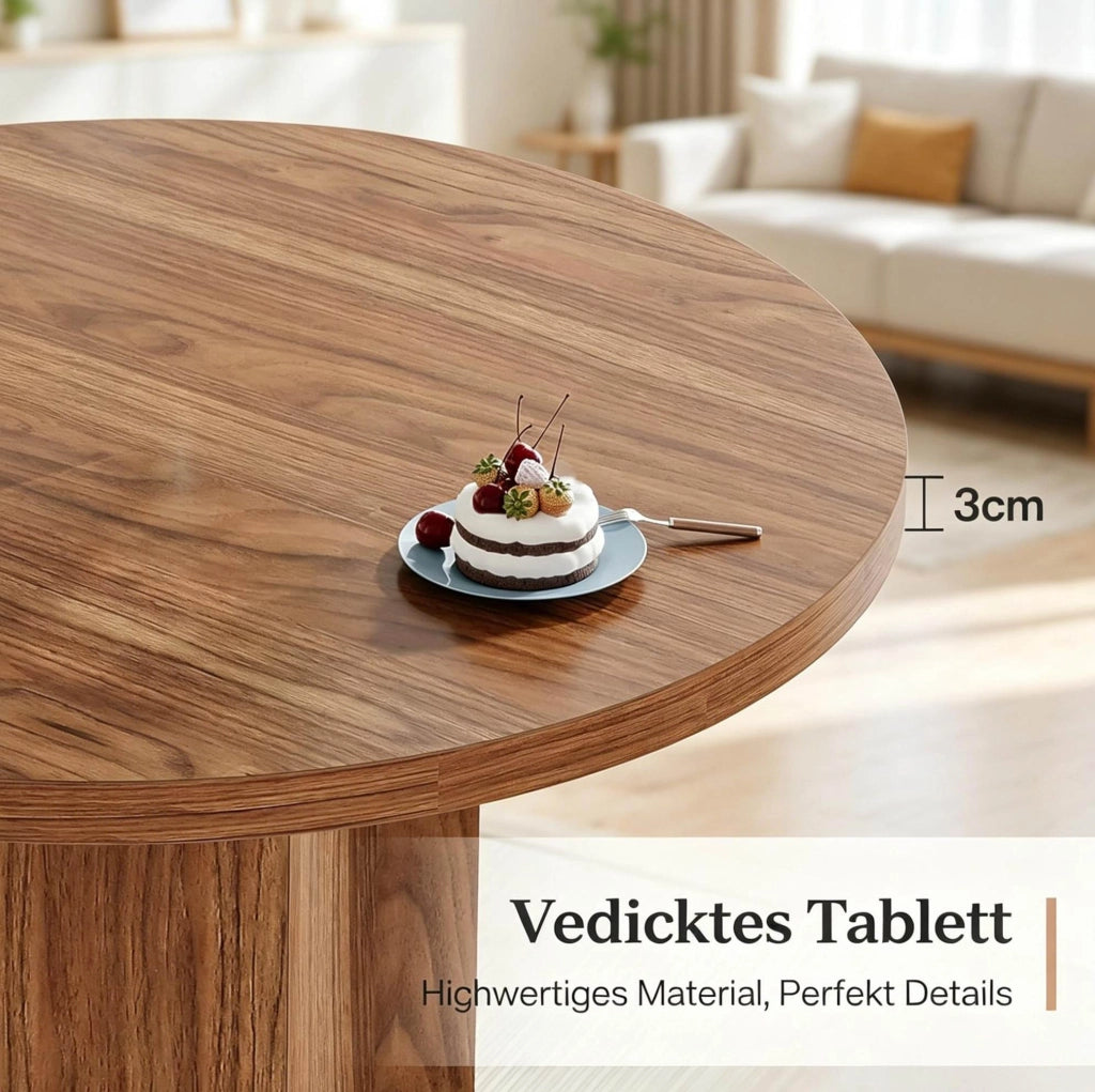 Tavolo da pranzo rotondo 80x80x75 cm in MDF marrone per 2-4 persone