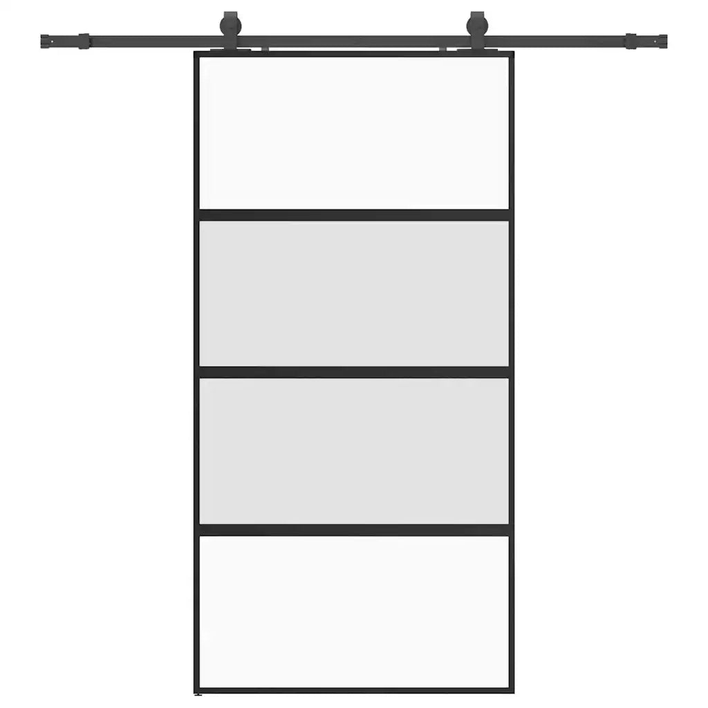 Porta Scorrevole Ferramenta Nera 102,5x205 cm Vetro Temperato