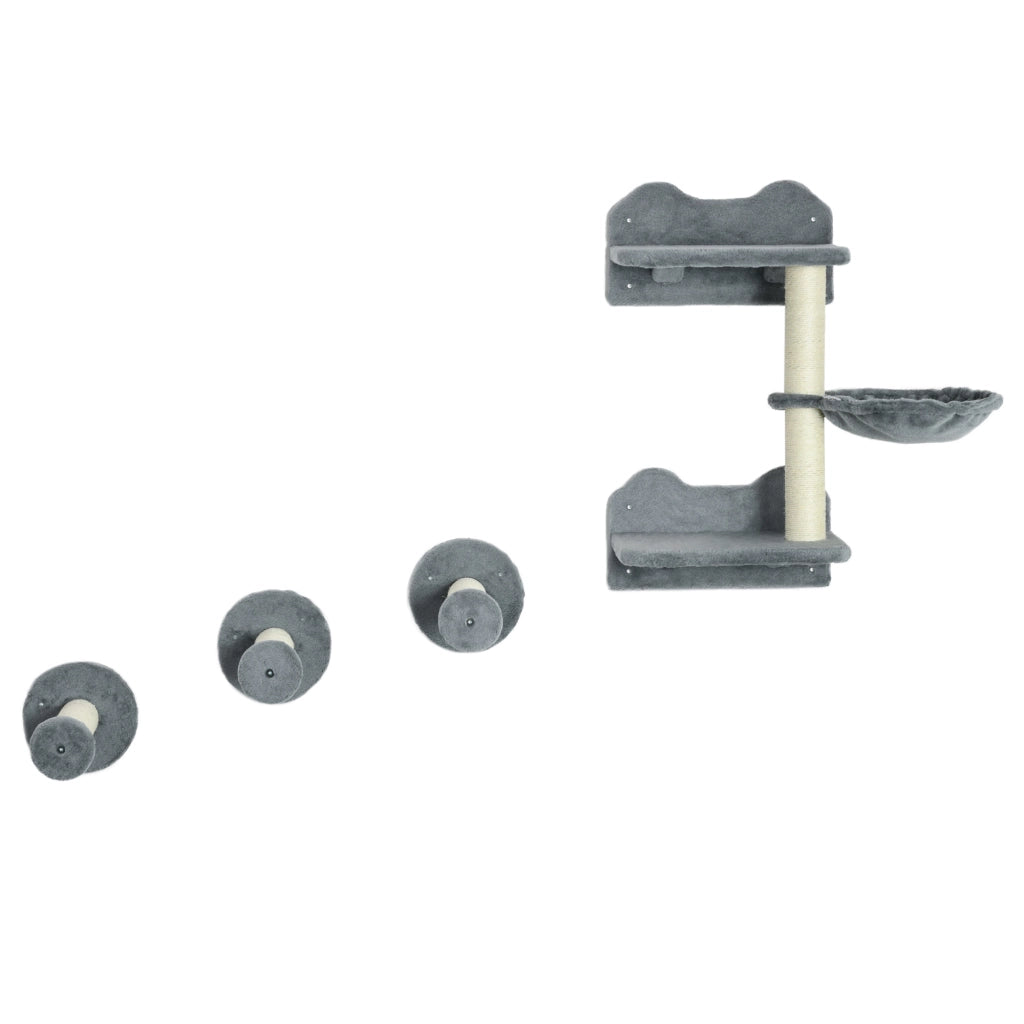 Set per gatti con arrampicata e amaca ¨C zephmum ¨C grigio+crema 40x28x73cm