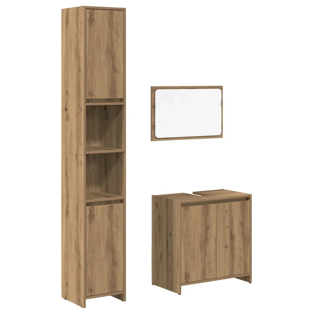 Set Mobili da Bagno 3 pz Rovere Artigianale Legno Multistrato 3328566