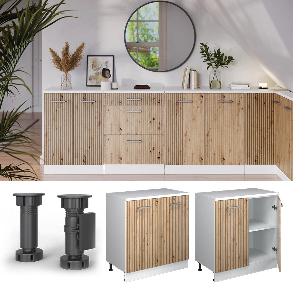 Mobile per mansarda Rion Rovere artigianale/Bianco 80 x 83.8 cm senza inclinazione con 2 ante Vicco