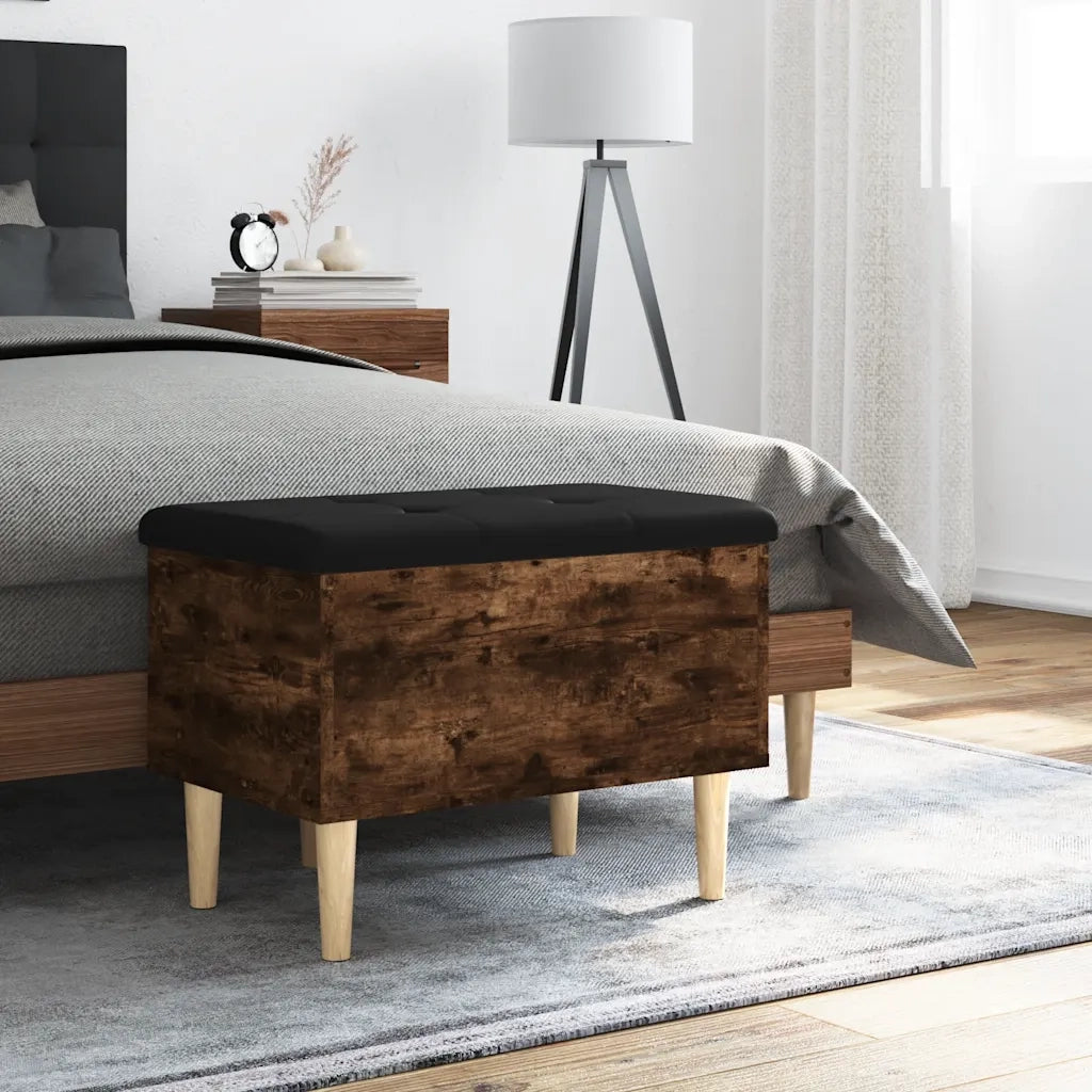 Panca Portaoggetti-Sgabello-Panca con Contenitore Rovere Fumo 62x42x46 cm Legno Multistrato