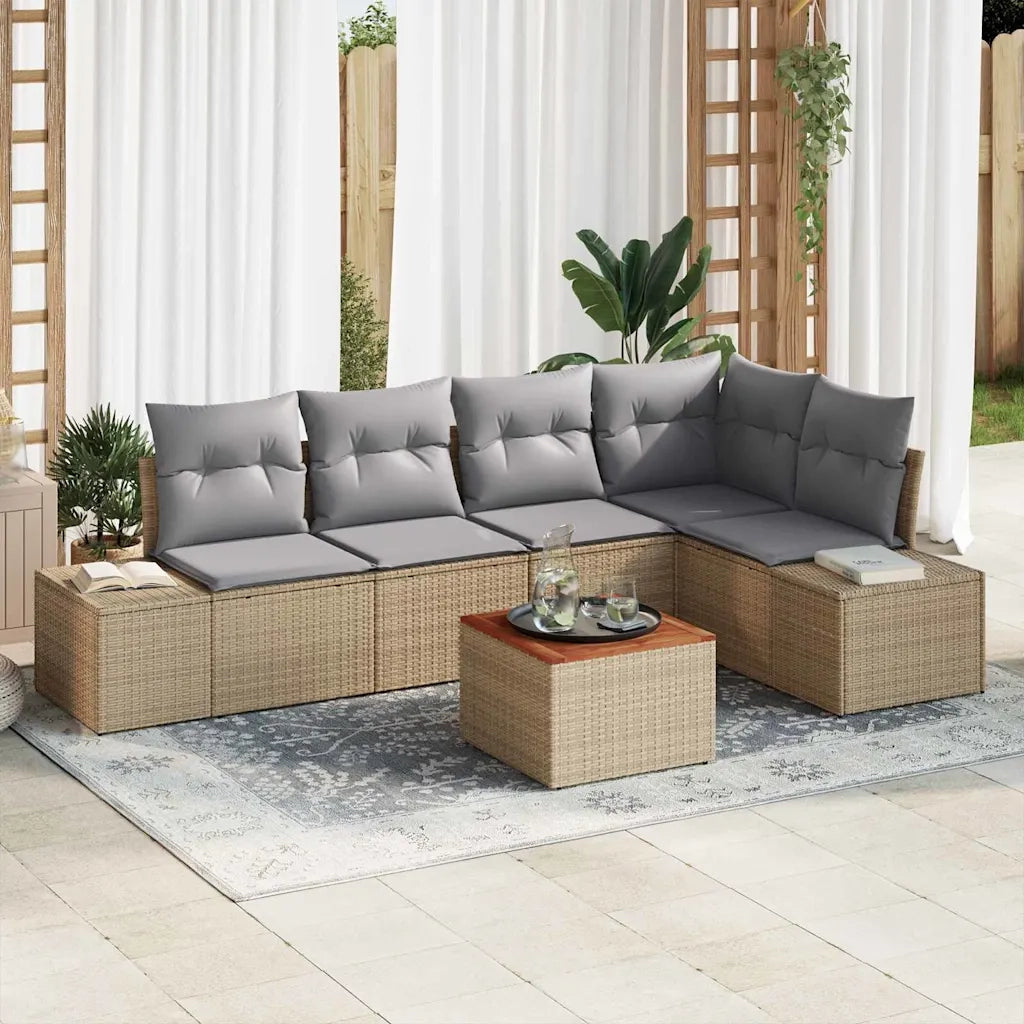 Set Divano da Giardino 6 pcs Beige e Grigio Chiaro polyrattan 3356628