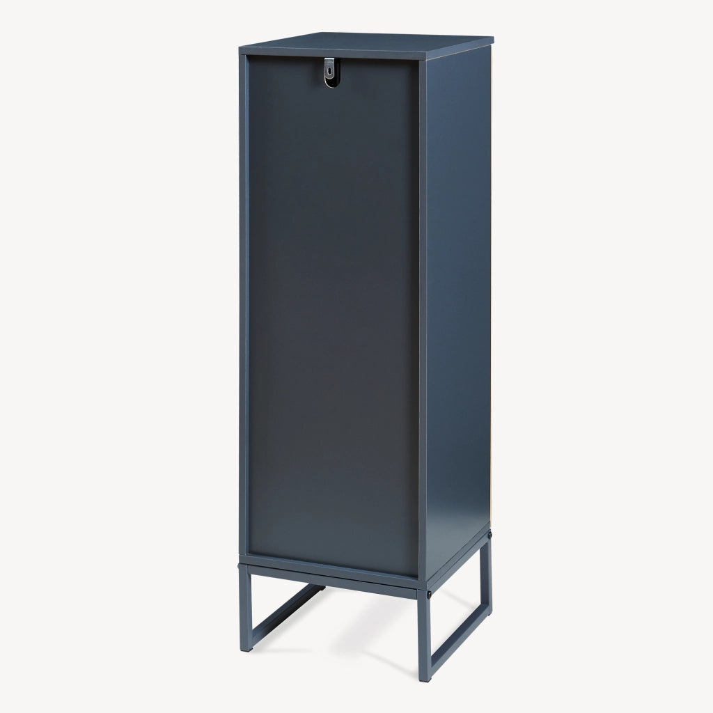 Mobile da Terra Svanes con Anta in Bambù e Ripiani per Bagno 90 x 30 x 30 cm - Grigio Scuro/Naturale [en.casa]