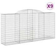 Set di 9 gabbioni ad arco per recinzione gabbia o muro di contenimento 300 x 50 x 140/160 cm ferro zincato argento 02_0041283