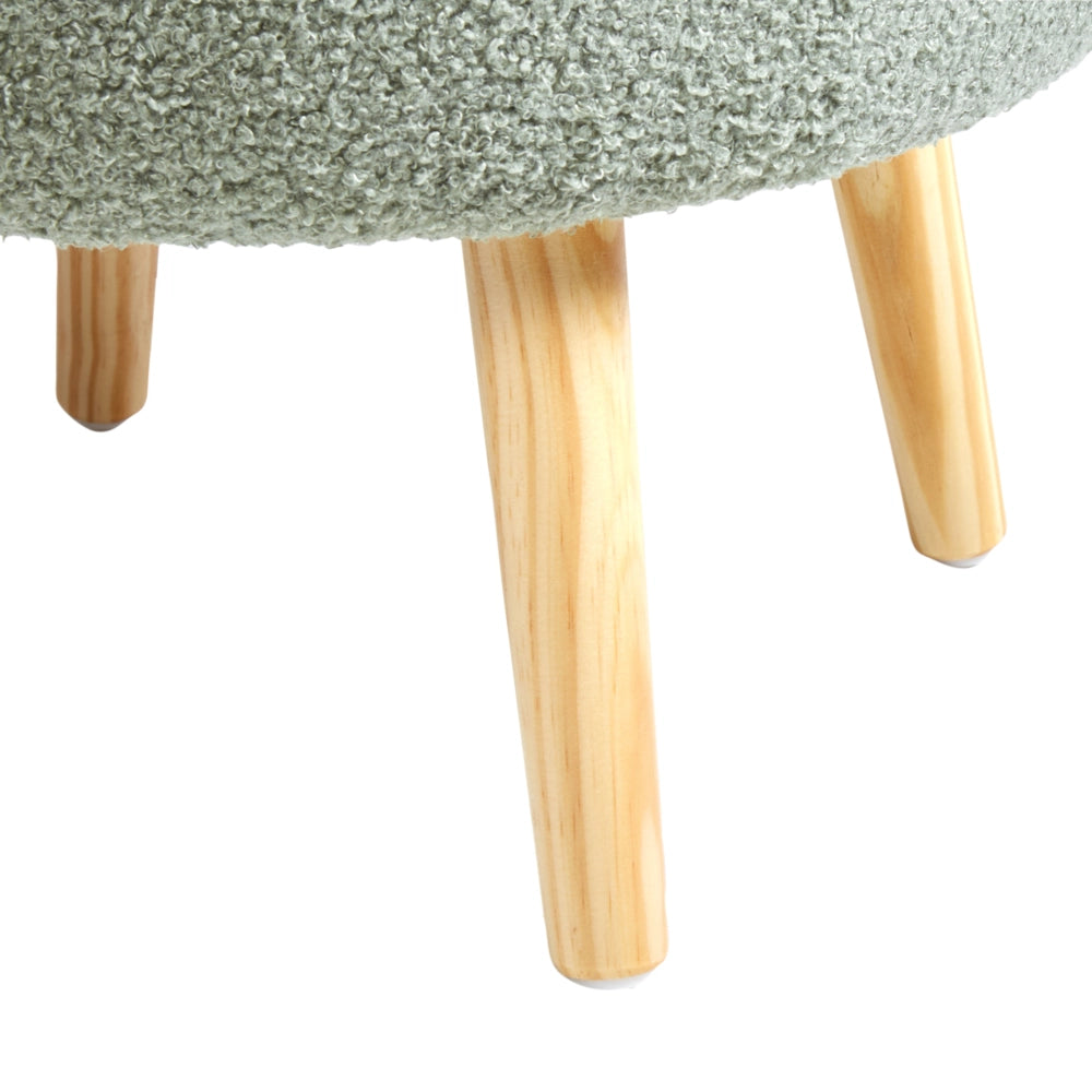Sgabello Verde Rivestito con Gambe in Legno Stile Moderno