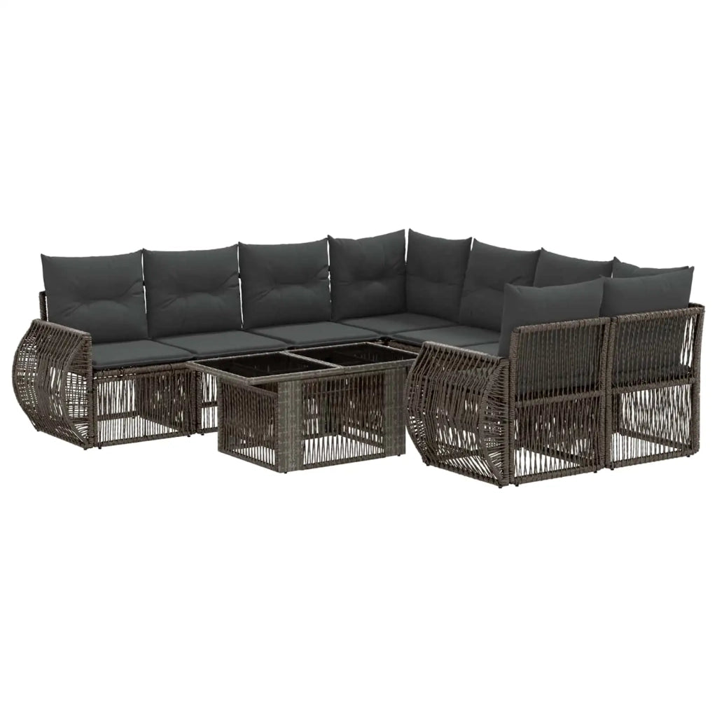 Set Divano da Giardino 9 pz Grigio e Grigio Scuro polyrattan 3436916