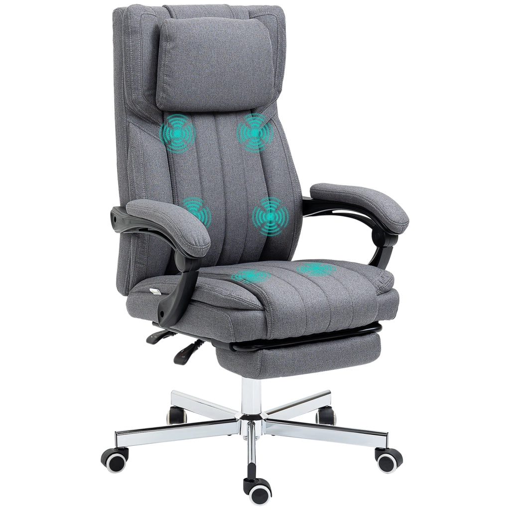 SEDIA UFFICIO massaggiante reclinabile 65x61x105-113 cm grigio in poliestere