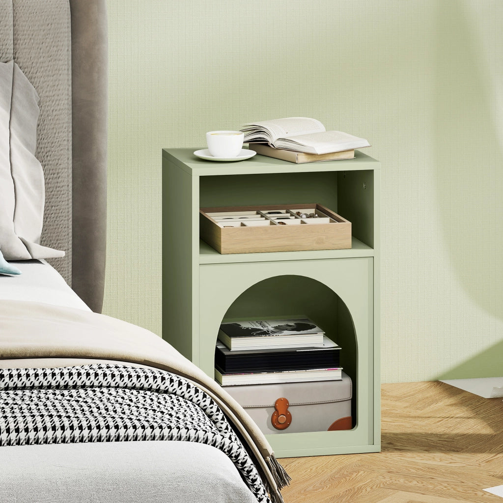 Comodino con 2 Ripiani Aperti Design Arco ¨C zephmum ¨C Verde 40x30x60 cm