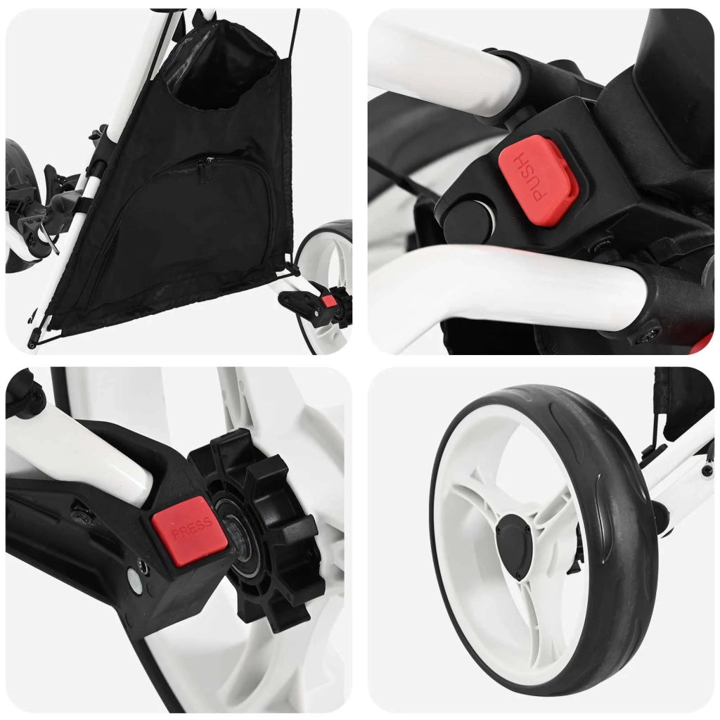 Carrello da golf Nero e Bianco 100 x 69 x 114 cm Alluminio CFW8196930