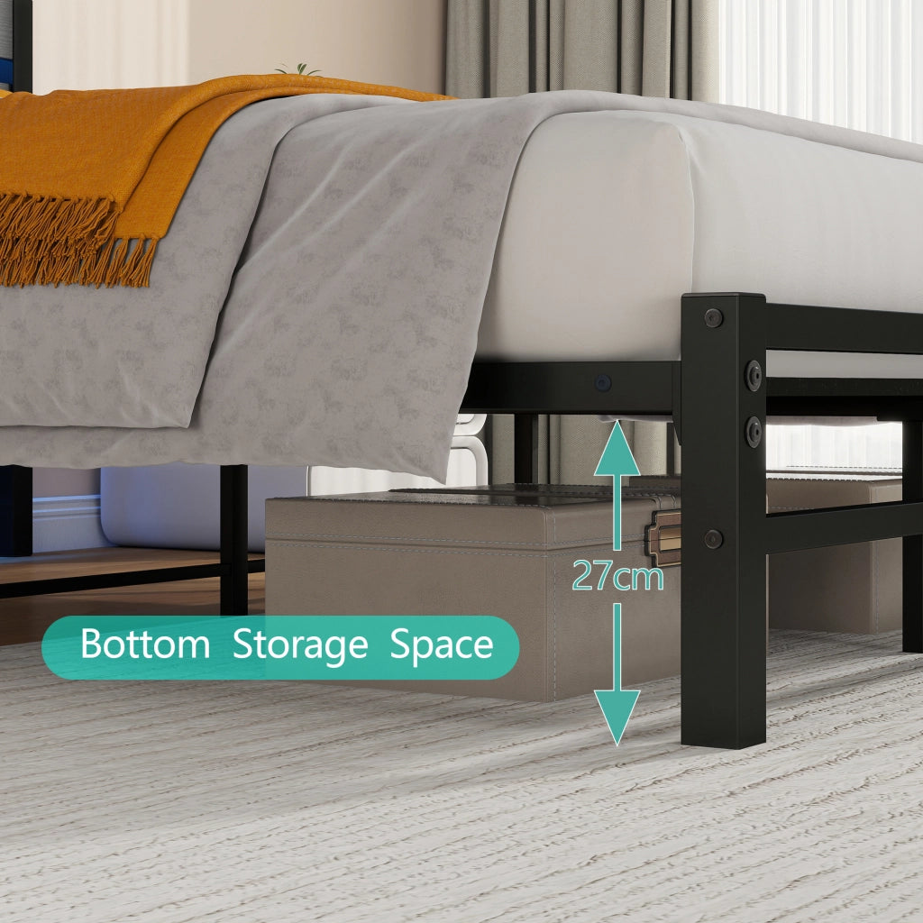 Letto in metallo con testiera, USB e LED, 140x200 cm