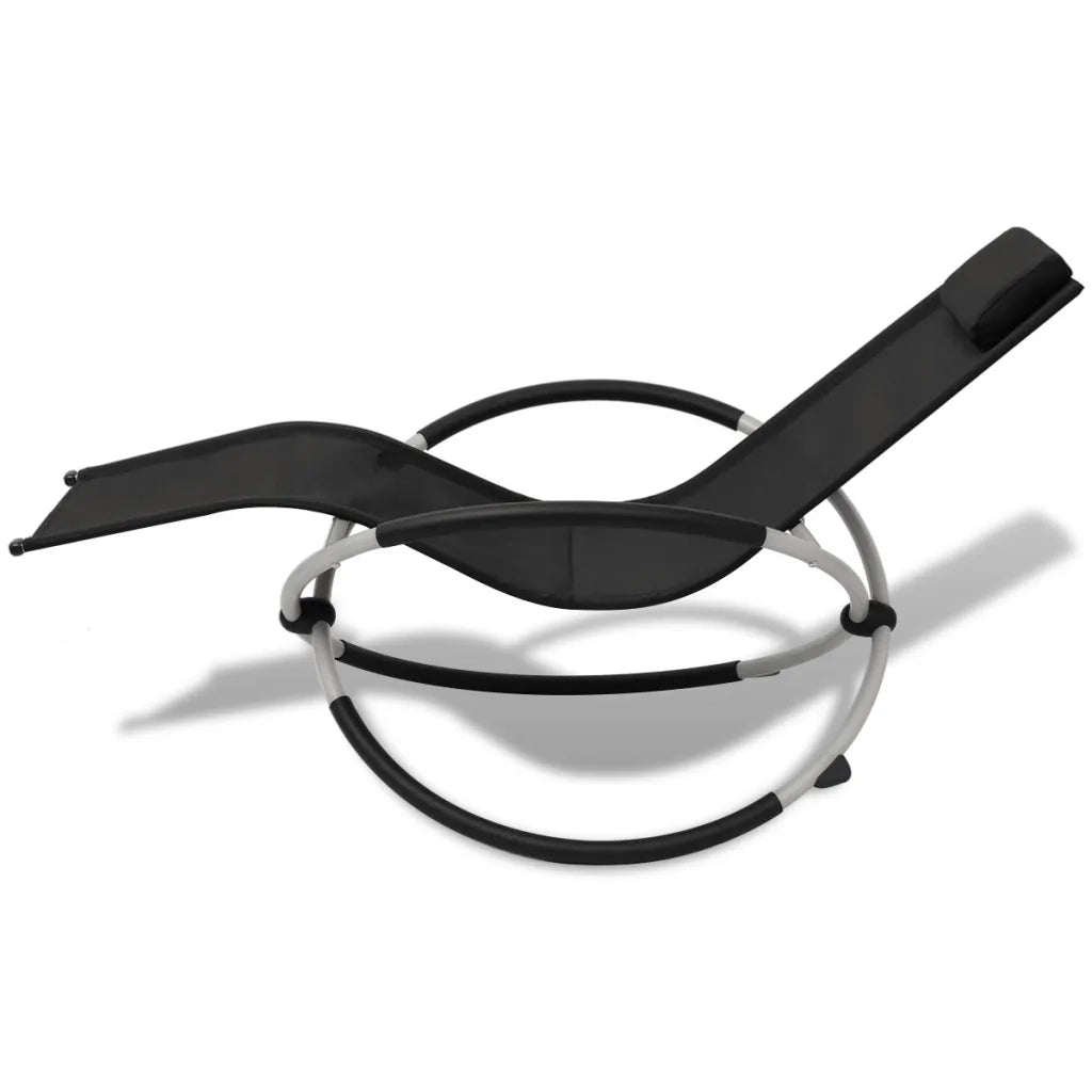 Lettino Prendisole | Sdraio da giardino | Lettino da sole Geometrico in Acciaio Nero e Grigio