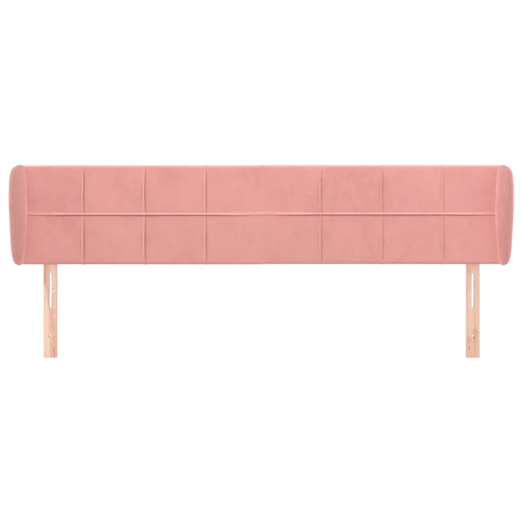 Testiera | Testata ad Orecchio Rosa 203x23x78/88 cm in Velluto