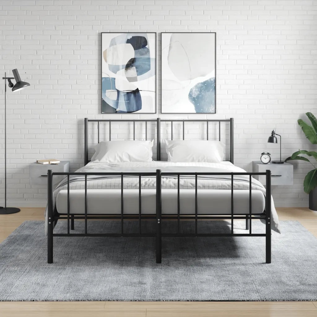 Set di 2 Comodini | Armadio da Notte | Mobiletto da notte a Muro Grigio Cemento 35x35x20 cm